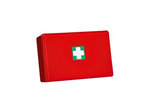 First aid kit box isolated on white background Stock Photos