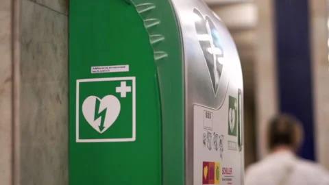 First Aid Kit Box in the subway room for public access.  Video stock 197064477