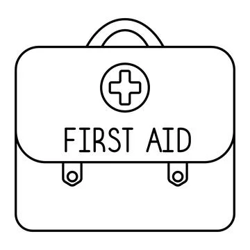 First aid kit - briefcase. Bag with first aid items, with a cross. Stock Illustration