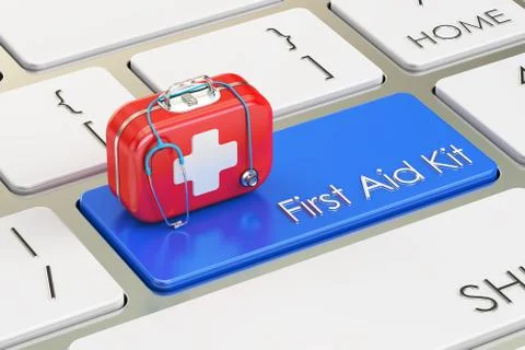 First Aid Kit button on keyboard, 3D rendering Stock Illustration