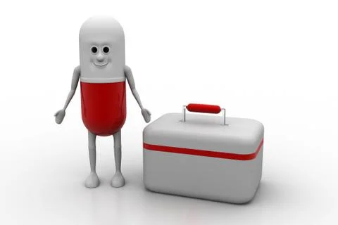 First aid kit with capsule pill Free Stock Illustration