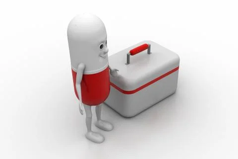 First aid kit with capsule pill Free Stock Illustration