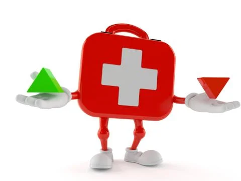 First aid kit character with up and down arrow Stock Illustration