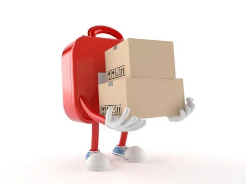 First aid kit character with boxes Stock Illustration