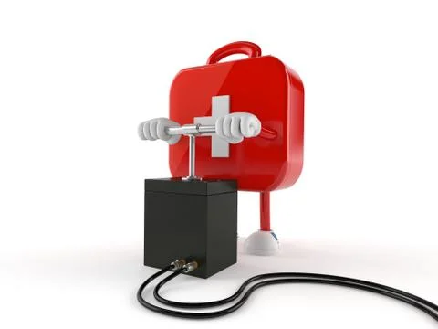 First aid kit character with dynamite Illustrazione stock