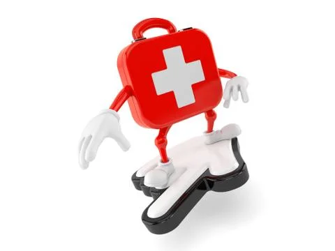 First aid kit character surfing on cursor Stock Illustration