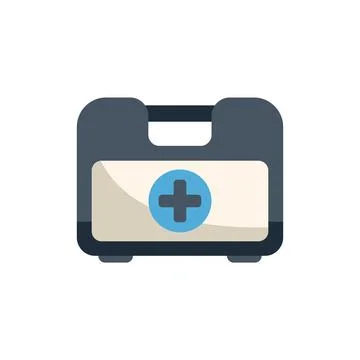 First aid kit closed showing blue cross symbol Stock Illustration