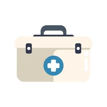 First aid kit closed showing blue cross symbol Stock Illustration