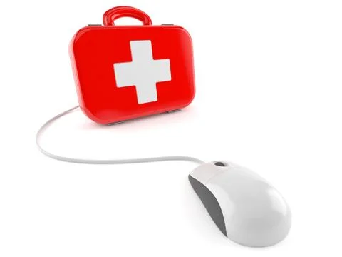 First aid kit with computer mouse Illustrazione stock