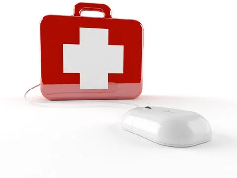 First aid kit with computer mouse Illustrazione stock