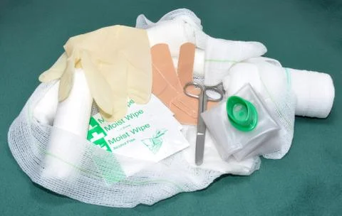 First Aid Kit Contents Stock Photos