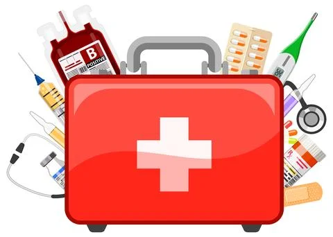 First aid kit in doctor hand Stock Illustration