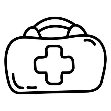 First aid kit doodle sketch style vector illustration. Stock Illustration