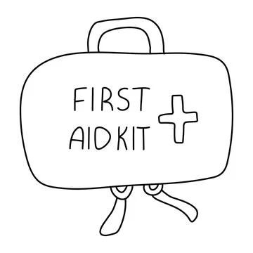 First aid kit in doodle style Stock Illustration