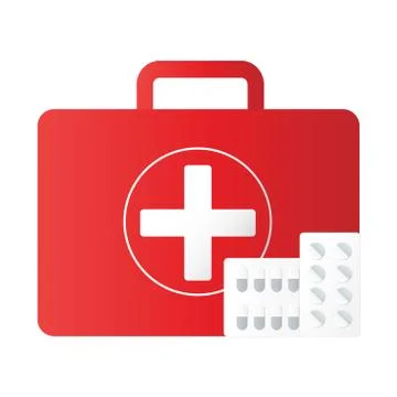First aid kit equipment background. Medical instruments for emergency assistance Stock Illustration