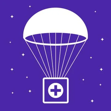 First aid kit falls by parachute. イラスト素材