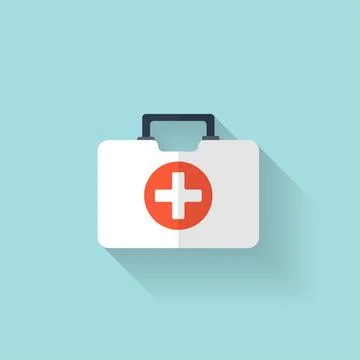 First aid kit flat icon. Health care. Stock Illustration