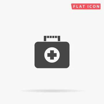 First aid kit flat vector icon. Hand drawn style design illustrations Stock Illustration