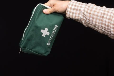 First aid kit, green first aid kit Stock Photos