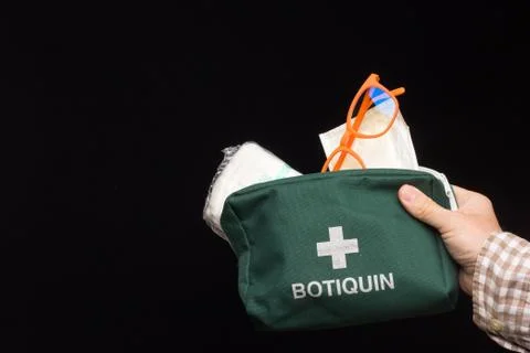 First aid kit, green first aid kit Stock Photos