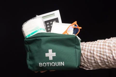 First aid kit, green first aid kit Stock Photos