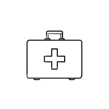 First aid kit hand drawn outline doodle icon. Illustrazione stock