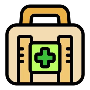 First aid kit with handle and green cross, providing essential medical suppli Illustration