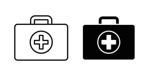 First aid kit icon collection in black, Line icons, flat symbols イラスト素材