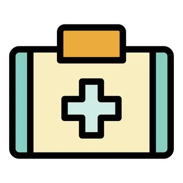 First aid kit icon color outline vector Stock Illustration