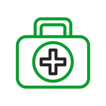 First aid kit icon. Concept of emergency, healthcare, and medical help. Ilustração Stock