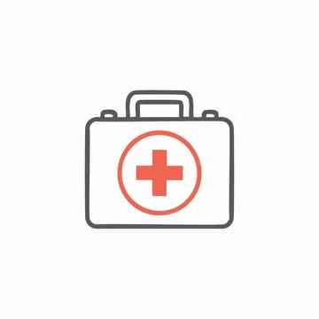 First aid kit icon design. Simple line art design of a first aid kit, featu.. Stock Illustration