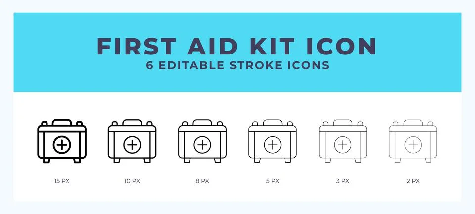 First aid kit icon with editable stroke. Outline icon vector illustration. Stock Illustration