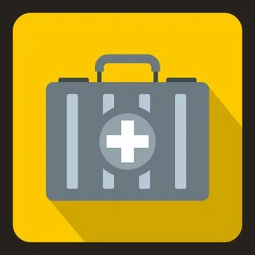 First aid kit icon, flat style Illustrazione stock