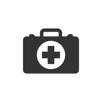 First aid kit icon in flat style. Health, help and medical diagnostics vector Illustrazione stock