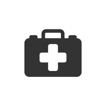 First aid kit icon in flat style. Health, help and medical diagnostics vector Illustrazione stock