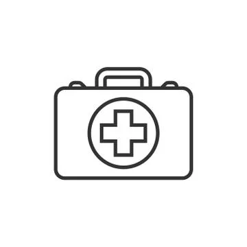 First aid kit icon in flat style. Health, help and medical diagnostics vector Stock Illustration