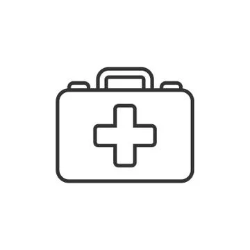 First aid kit icon in flat style. Health, help and medical diagnostics vector Stock Illustration