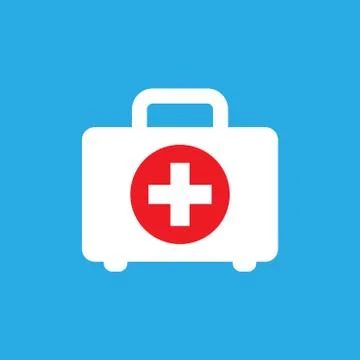 First aid kit icon in flat style. Health, help and medical diagnostics vector Illustrazione stock