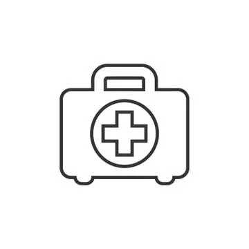 First aid kit icon in flat style. Health, help and medical diagnostics vector Stock Illustration