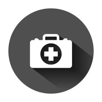 First aid kit icon in flat style. Health, help and medical diagnostics vector Illustrazione stock