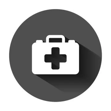 First aid kit icon in flat style. Health, help and medical diagnostics vector Illustrazione stock