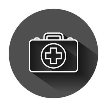 First aid kit icon in flat style. Health, help and medical diagnostics vector Stock Illustration