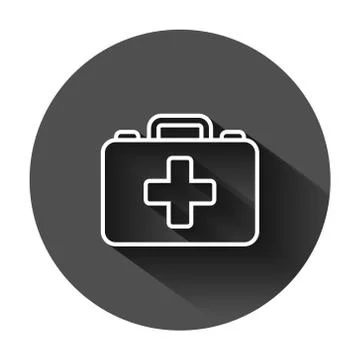 First aid kit icon in flat style. Health, help and medical diagnostics vector Illustrazione stock