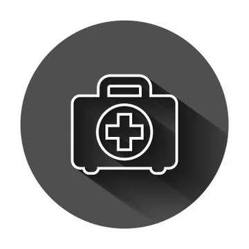First aid kit icon in flat style. Health, help and medical diagnostics vector Illustrazione stock