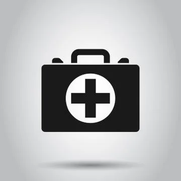 First aid kit icon in flat style. Health, help and medical diagnostics vector Stock Illustration