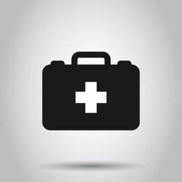First aid kit icon in flat style. Health, help and medical diagnostics vector 스톡 일러스트