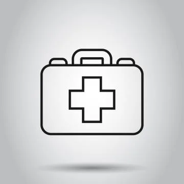 First aid kit icon in flat style. Health, help and medical diagnostics vector Illustrazione stock