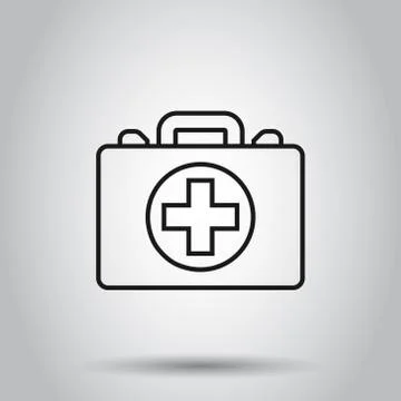 First aid kit icon in flat style. Health, help and medical diagnostics vector Illustrazione stock