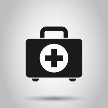 First aid kit icon in flat style. Health, help and medical diagnostics vector Illustrazione stock