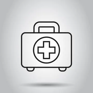 First aid kit icon in flat style. Health, help and medical diagnostics vector Illustrazione stock